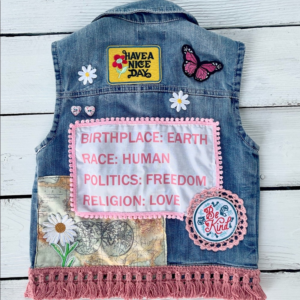Love, hippie, boho kids vest